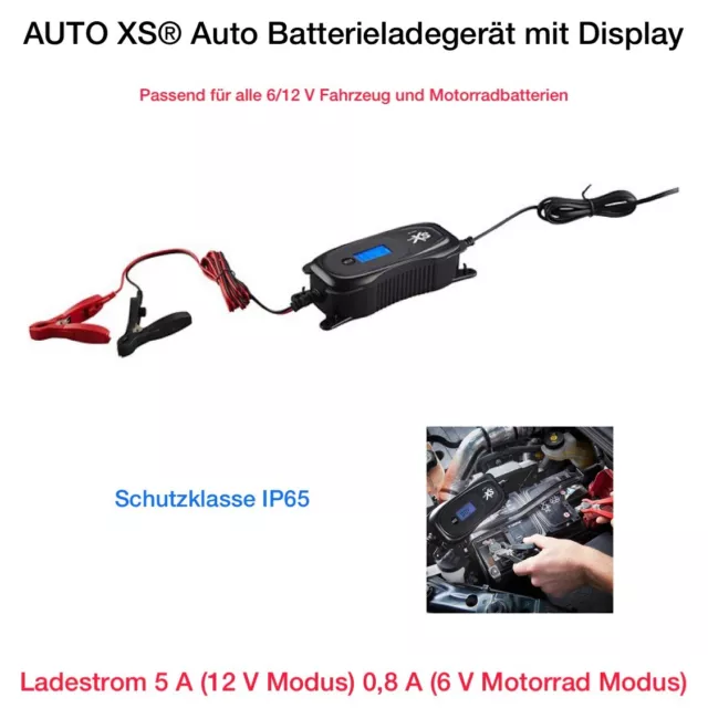 AUTO XS® Auto Batterieladegerät LC Display für alle 6/12 V KFZ Motorrad Neu Ovp