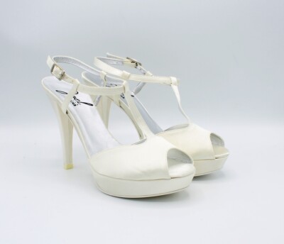 SCARPE DA SPOSA avorio con tacco alto plateau donna sandali eleganti  matrimonio EUR 99,90 - PicClick IT