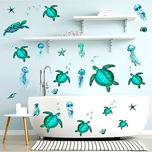 Wall Sticker Sea Turtle Decal Ocean Vinyl Mural Art Diy Home Kids Bathroom Decor