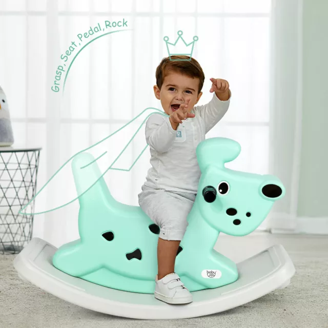 Baby Rocking Horse Toddler Ride On Toy Infant Rocker Animal W/ Music Light Green