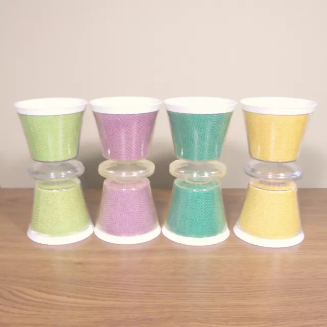 RaffiaWare MCM Plastic Colorful Burlap Ware 8 Dessert Cups Ice Cream Bowls 6oz 3