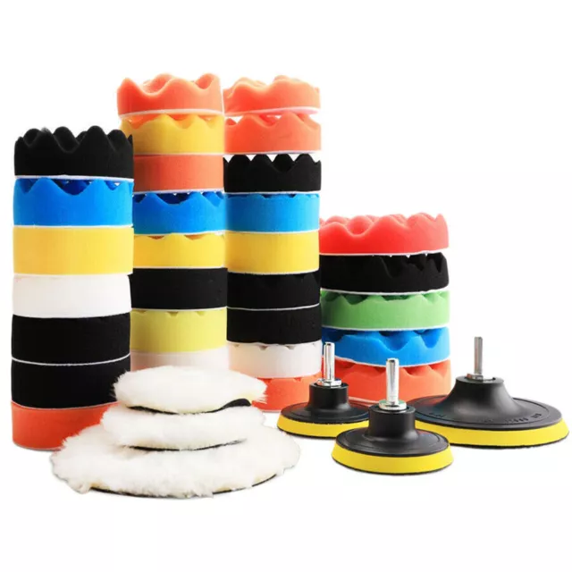 39pcs 3/4/5inch Car Polisher Soft Wave Foam Waffle Pad Buffing Sponge Pads Kit