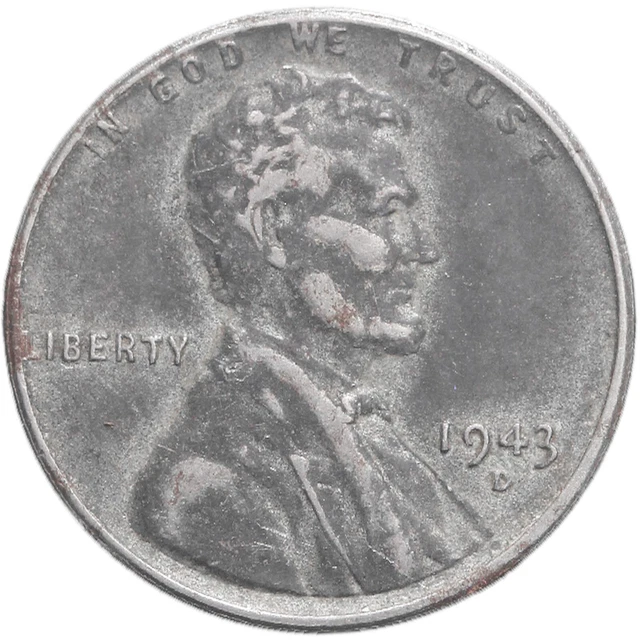 1943 D Lincoln Wheat Cent Steel Very Fine VF Penny