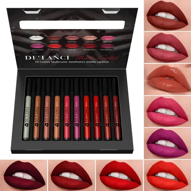 Lippenstift Set Matt Lippenstift 24 Stunden Halt, Wasserfester Flüssiger Lippens