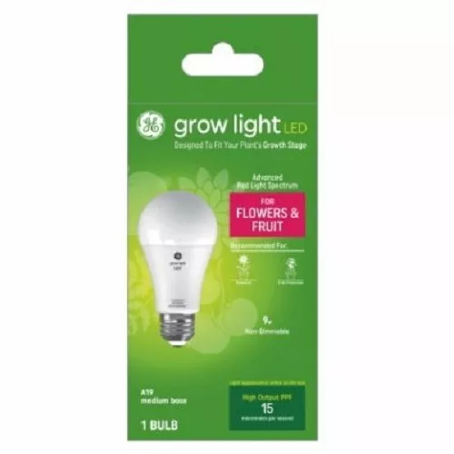 GE Grow Light LED 9W Advanced Red Light Spectrum High Output PPF 15 Bulb, A19