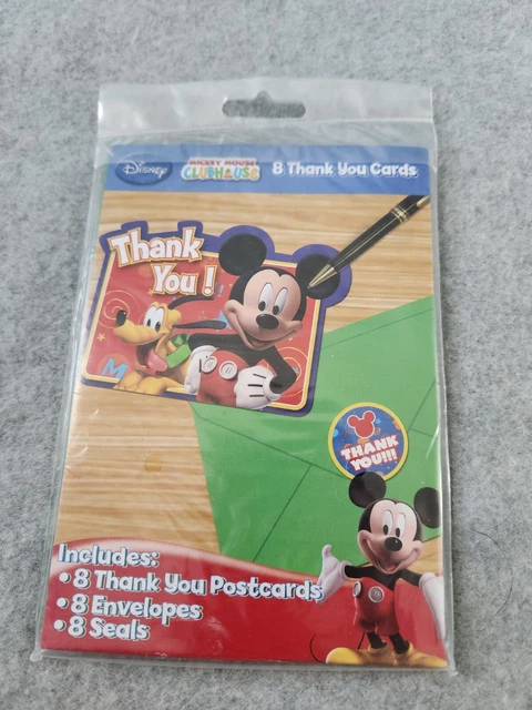 DISNEY MICKEY MOUSE Clubhouse Birthday Thank You Cards Set of 8 ~ NEW £ ...