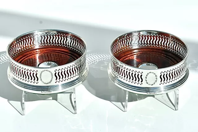 Beautiful Pair Solid Silver 925 Champagne/Wine Bottle Coaster,By B&Co,2000, 322g