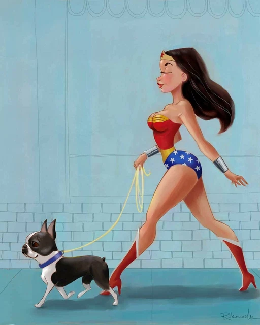 Boston Terrier gifts, Boston Terrier love, Boston Terrier art print wonder woman