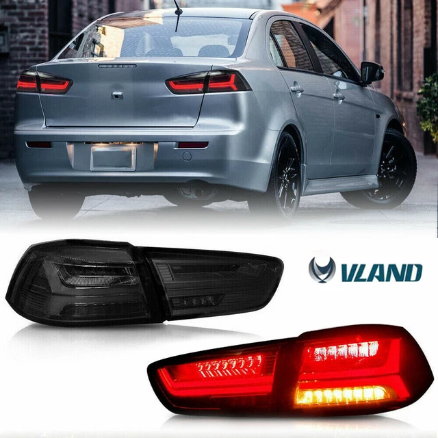 2pcs LH+RH Smoke LED Tail Lights Rear Lamps For 08-17 Mitsubishi Lancer EVO
