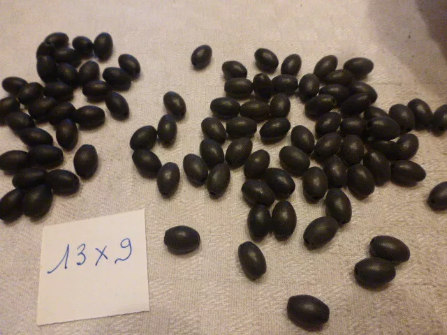 PROMO lot de 300 perle EN BOIS ancienne grosse olive noire 13 x 9 poussiéreuses