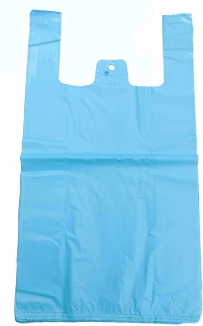 Plastic Vest Carrier Bags Blue Or White *All Sizes* - Supermarkets Stalls Shops