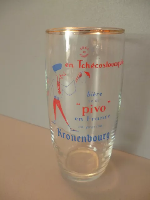 Verre a bière ancien "KRONENBOURG" série des pays:Tchecoslovaquie