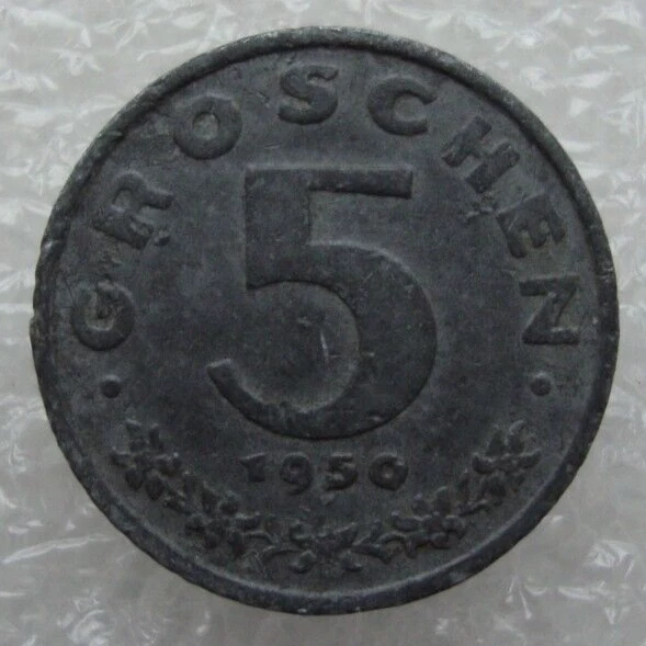 Austria 5 Groschen 1950 Zinc Coin S9