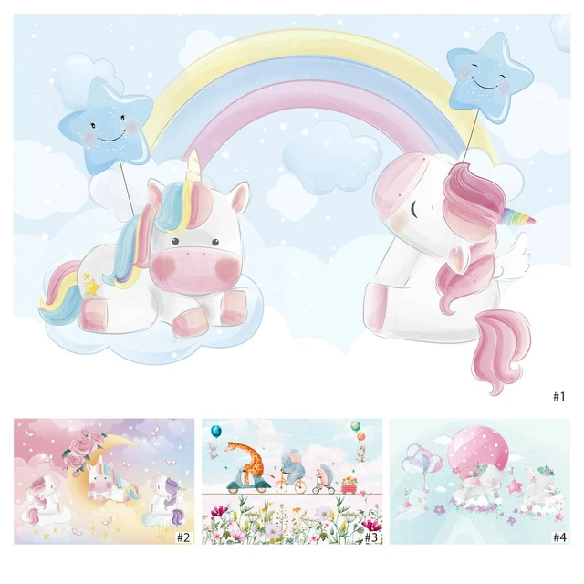 Kinderzimmer VLIES FOTOTAPETE Pony Mädchen Einhorn Regenbogen Babyzimmer XXL