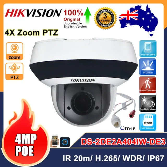 Original Hikvision 4MP 4X Mini PTZ IP Camera POE DS-2DE2A404IW-DE3 WDR AU