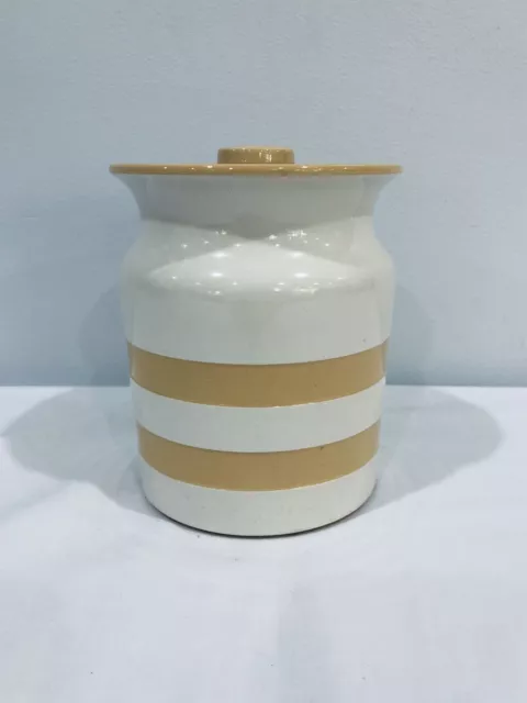 CORNISHWARE Rare Cornish Gold Lidded Jar Cannister TG GREEN Judith Onions VGUC