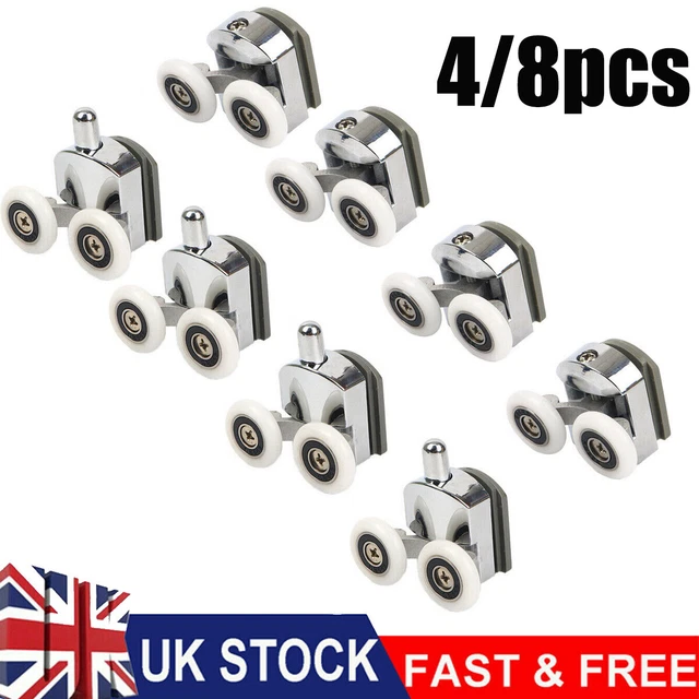 8XTWIN SHOWER SCREEN Door ROLLERS/Runners/Wheels Top & Bottom 23mm