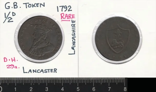 Great Britain: 1792 Half Penny token Lancaster Lancashire ½d. D & H 29a. RARE