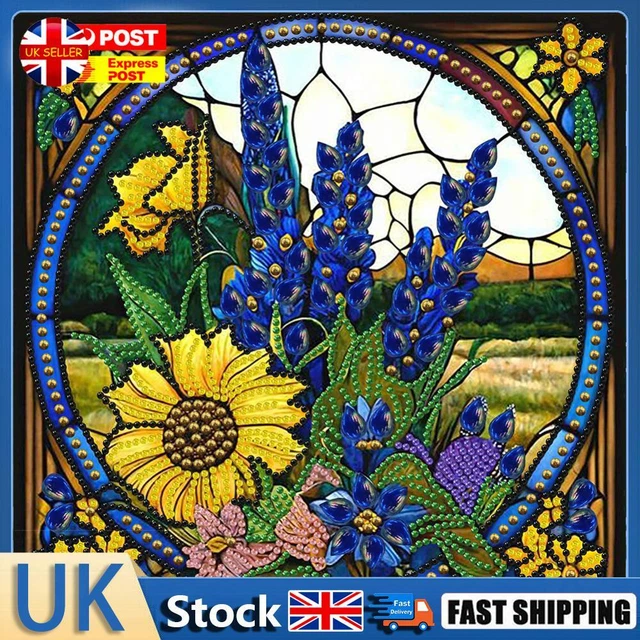 5D DIY Partial Special Shape Drill Diamond Painting Flower Stain GlassKit30x30cm