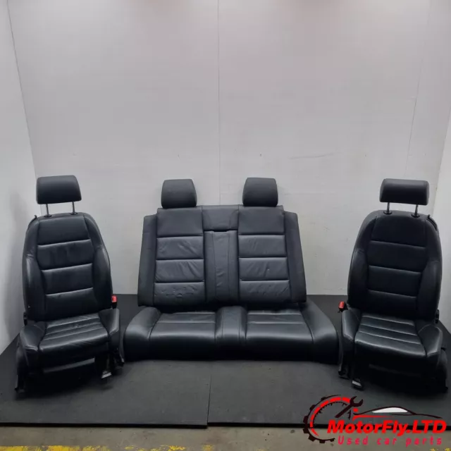 2007 AUDI A4 B7 Convertible Heated Black Leather Interior Seat Set