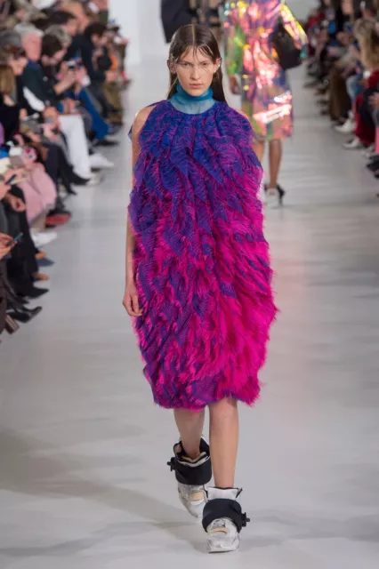 MAISON MARGIELA FW18 RUNWAY LOOK 20 Fuchsia Purple Ruffle Fringe Dress 40/4 NWT!