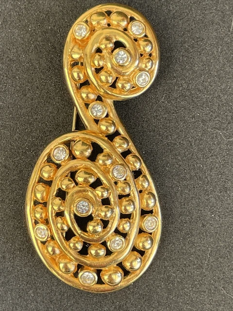 Broche Vintage LANVIN GERMANY - Doré Et Perle Beige - Jolie Et Grosse - Pièce Rare