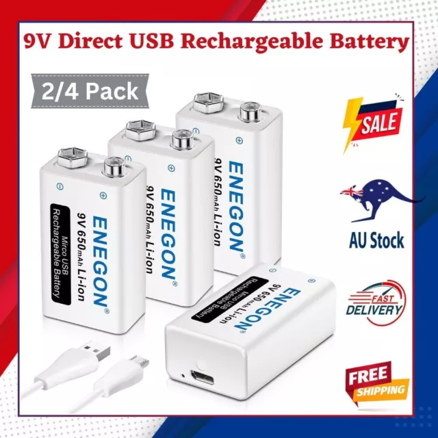 9V Direct USB Rechargeable Batteries 650mAh - ENEGON