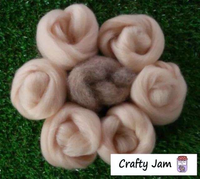 Needle Felting Pink Flesh Skin Tones/Textures Mix, 3D Projects. Felting Wool 45g