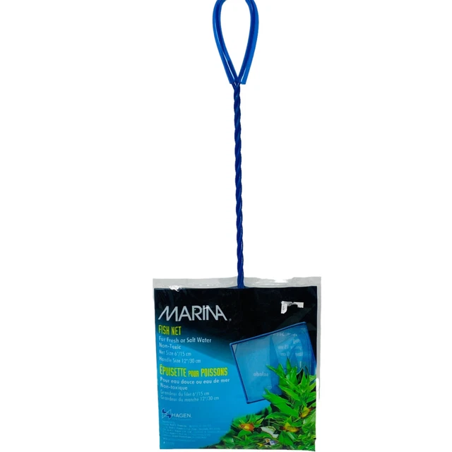 Marina 6-Inch Blue Fine Nylon Net with 12-Inch Handle, for Aquarium Maintenance