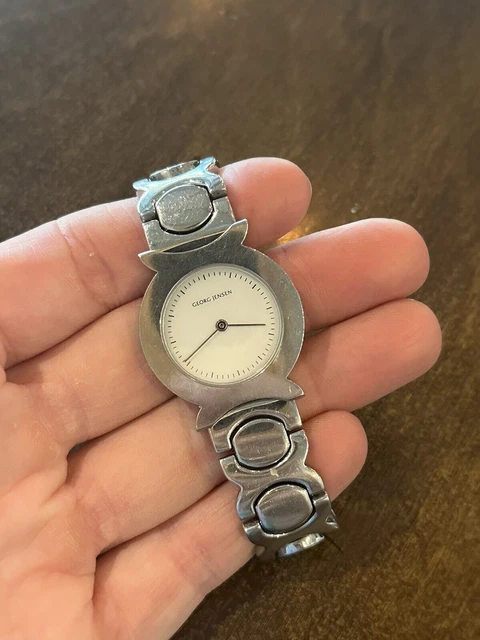 Bracelet De Montre Vintage Georg Jensen En Or Jaune 18 Carats Et Cuir – Largeur 5/8” – Occasion