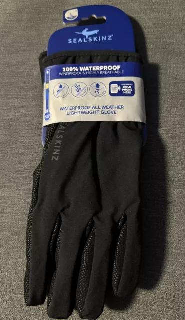 Sealskinz-Unisex Waterproof All Weather  Lightweight Glove-Black-Size L -Rrp:£40