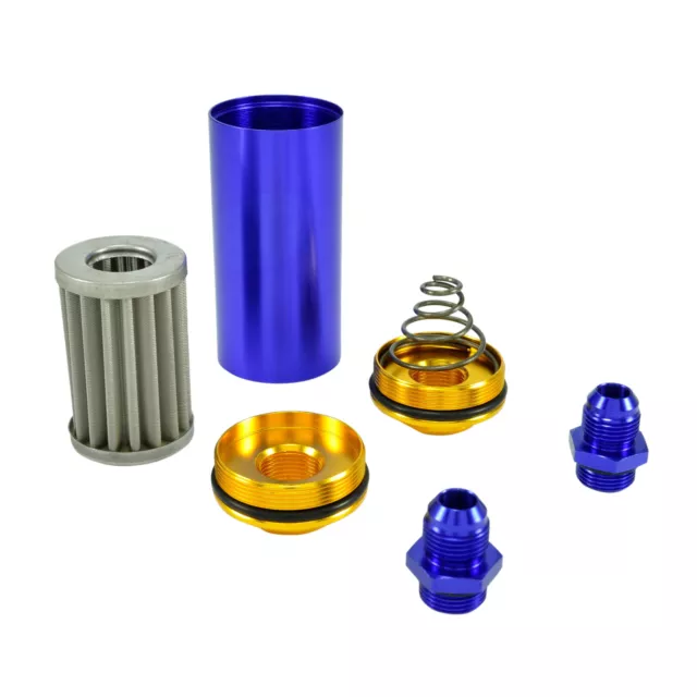 Kraftstofffilter AN8 Motorsport auswaschbar 50 mm Benzin Filter High Flow Blau 2