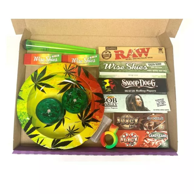 Ashtray Rolling Gift Set - Papers, Tips, Crusher, Cone Holders, Glass Tip