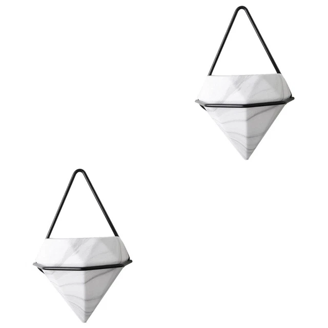 2x Geometrische Wand Blumentöpfe Keramik Wand Pflanzer Hängen Wand Blumentopf