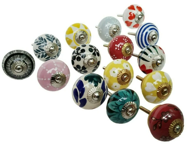 Boutons de porte multicolores Tiroir en céramique Poignée unique Bouton de...