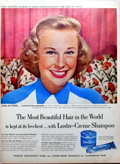 Vintage Magazine Page Ad Actress June Allyson for Lustre-Crème Shampoo