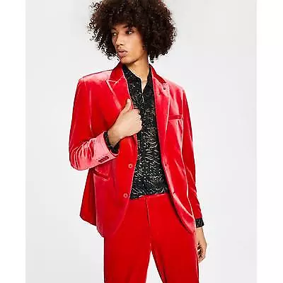 I.N.C. INTERNATIONAL CONCEPTS Men's Owen Slim-Fit Solid Velvet Suit Jacket Red