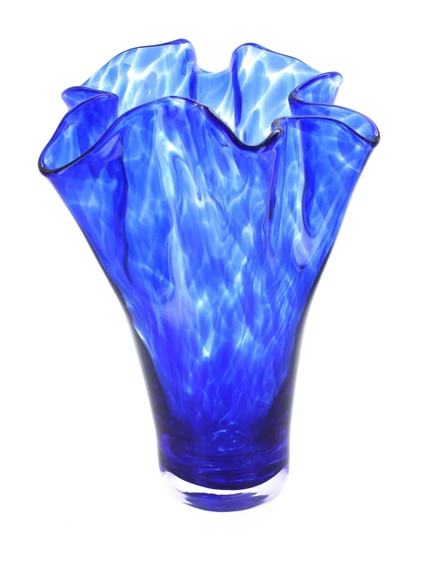 Blue Rose Polish Pottery Cobalt Confetti Ribbon Vase
