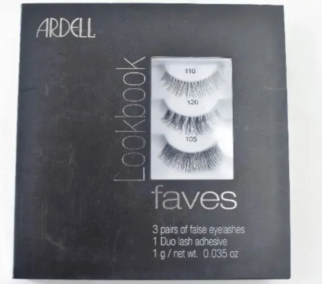 Ardell Lookbook Faves 3 Pair 110, 120, 105 False Eyelashes Plus Lash Adhesive