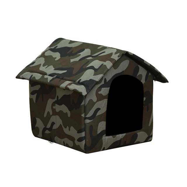 Oxford impermeable cama perrera cama para dormir casa (camuflaje verde S)