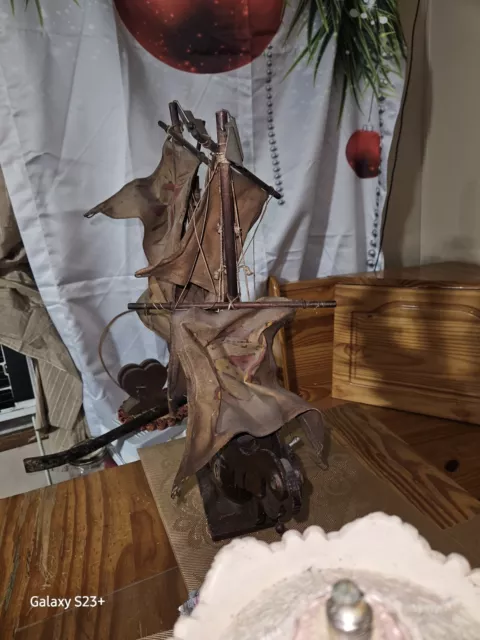 Antique Wooden Merchant Sailing Ship Vessel  - Shelf Display Model
