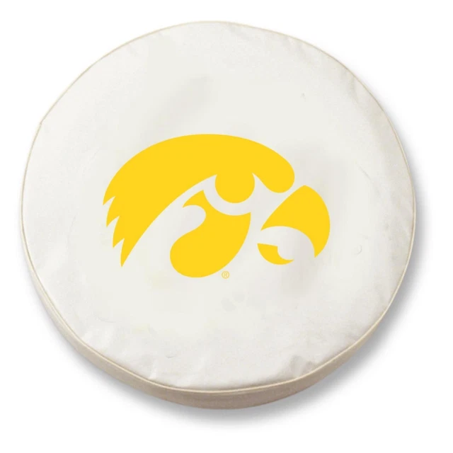 Holland Bar Stool Tire Cover With White Vinyl Finish TCIIowaUnWT