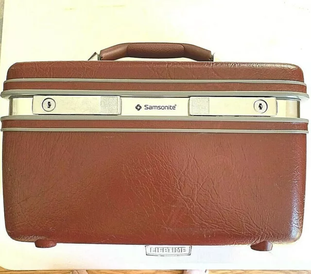 Vtg. Samsonite Profile ll Travel Train/Make-up Case Luggage Burgundy w/Mirror