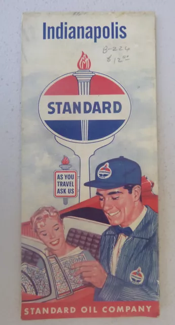 1960 Indianapolis street  map Standard oil Indiana gas metro roads