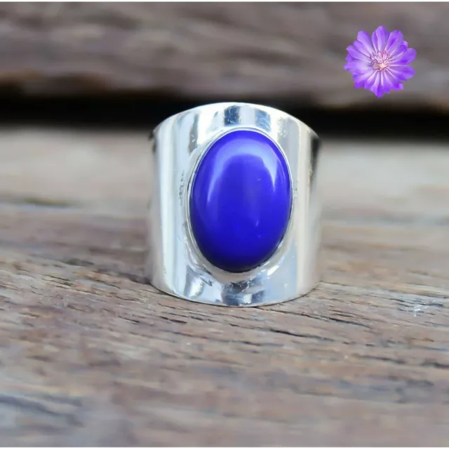 Naturel Lapis Lazuly Gemme 925 Argent Bague Bijoux Tout Taille