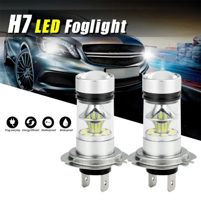 2PCS H7 Led-Headlight Kit Conversion Ampoules Haut Low-Beam 100W 6000K Blanc