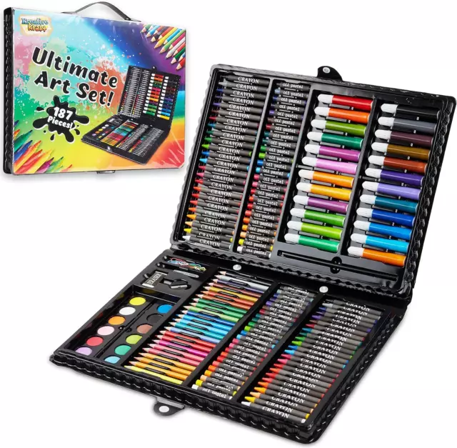 Malette Dessin Enfant 187Pcs Crayons De Couleur Et Feutres Coloriage