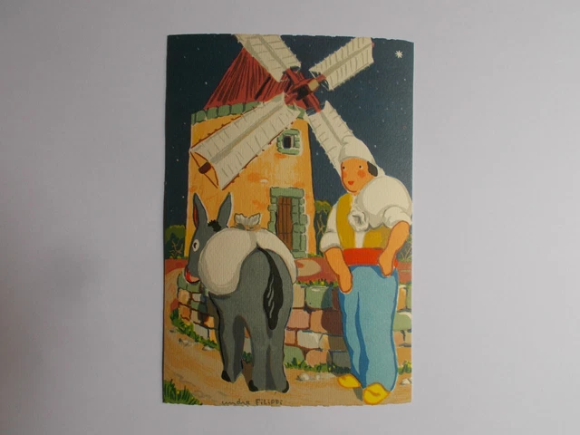 Cartolina Presepe Da Provenza - il Mugnaio - Da André Filippi
