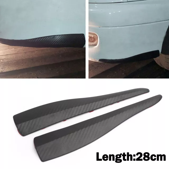 2pcs 28cm Rubber Car Front Rear Bumper Lip Anti-collision Strip Carbon Fiber E3