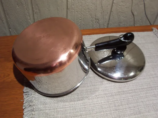 Vintage 3 Qt. Copper Bottom Revere Ware  Saucepan w/ Lid Clinton ILL USA